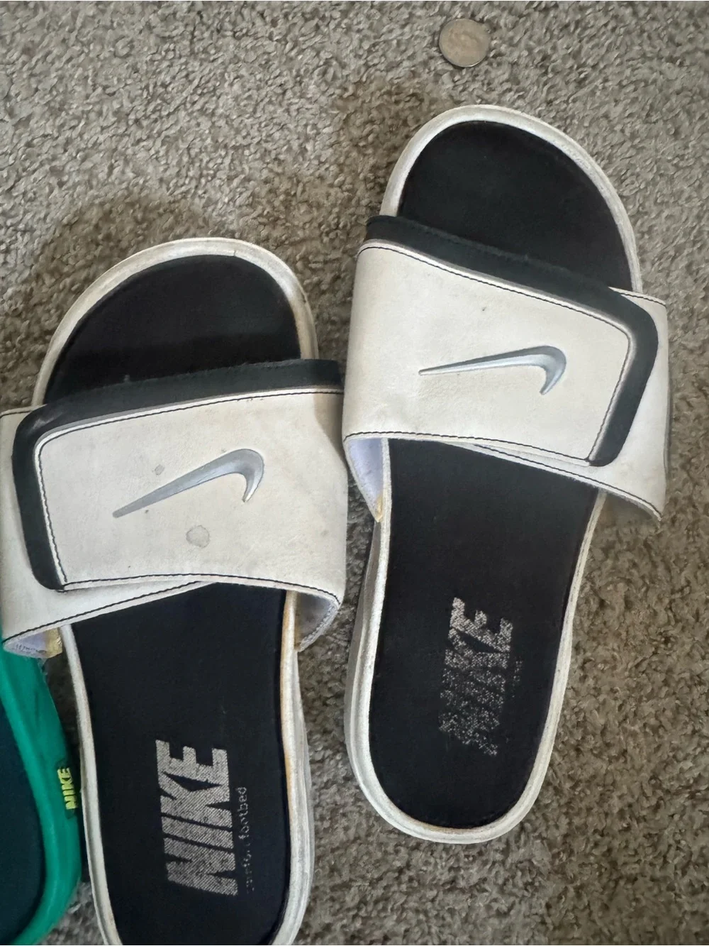 Nike mens Green and Yellow Slide Sandals